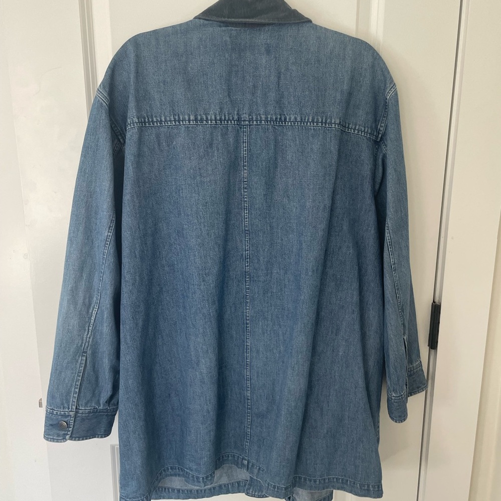 Marsh Landing Blue Denim Barn Chore Jacket with Blue Corduroy Collar 90s 1X - Picture 5 of 10